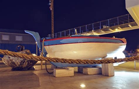 Night View To Famous Dinghy Boat Stock Image Image Of Paphos