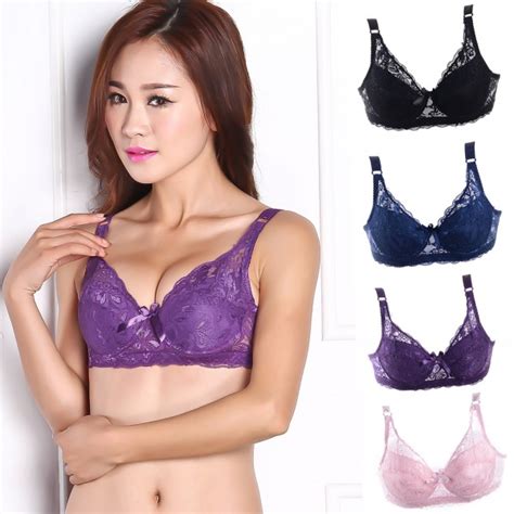 Women Thin Padded Lace Floral Underwire Bra Push Up Brassiere 32 34 36