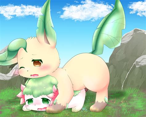 Rule 34 Blush Censored Duo Eeveelution Female Feral Genitals Grass Hi Res Leafeon Legendary