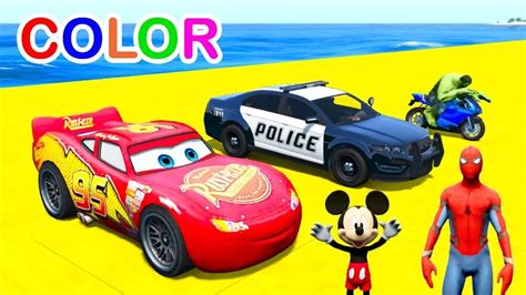 Fun Race Learn Colors Mcqueen Police Car And Motorbikes In Superheroes