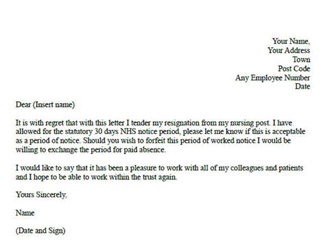 Your resignation notice, whether verbal or in writing, should include the date for your last day of work and a polite thank you for any and all opportunities you have. Formal resignation letter for nurses in Resignation ...