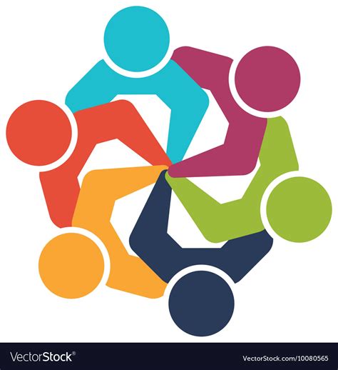 Teamwork Icon Abstract People And Support Design Vector Image