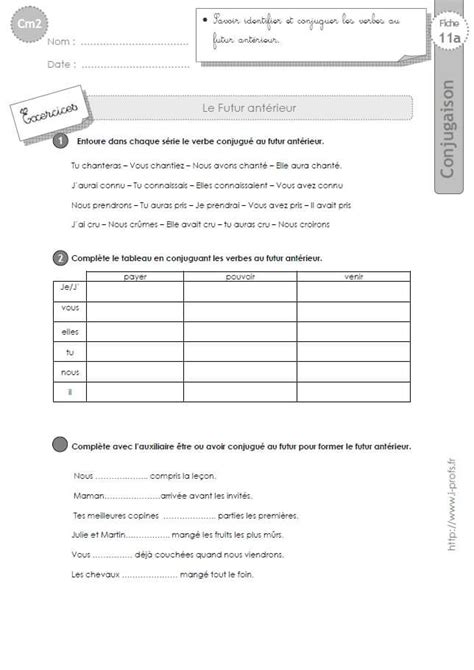 >>> chercher plus de pages sur le thème exercice de conjugaison cm1 sur notre site 100% gratuit pour apprendre le français. CM2:EXERCICES CONJUGAISON corrigés Futur antérieur | Futur ...