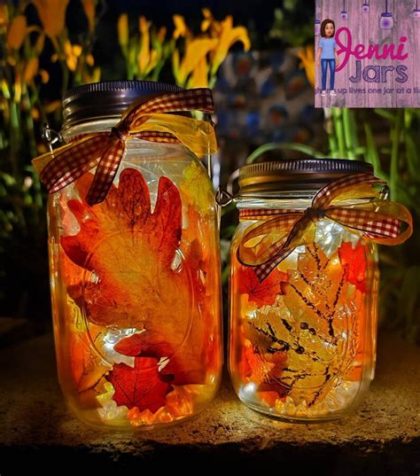 Solar Fall Maple Leaves Mason Jar Fairy Lantern Farmhouse Etsy