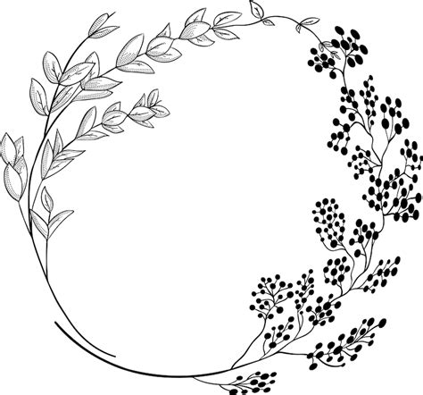 Geometric Vector Floral Wreath SVG EPS PNG Round Oval Etsy