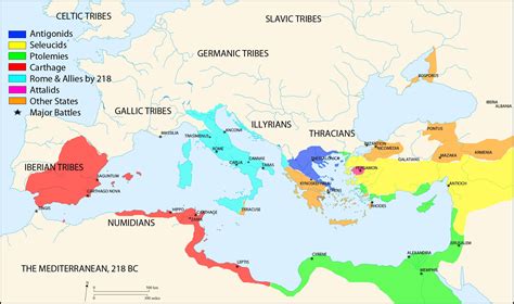 Map Of The Mediterranean 218 Bce Illustration World History
