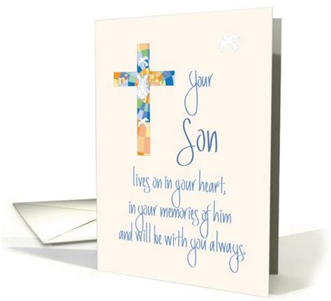 Sympathy In Loss Of Son Stained Glass Cross And Dove Card Stain