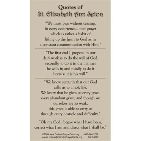 Prayer Cards Holy Cards Saint Elizabeth Ann Seton Prayer