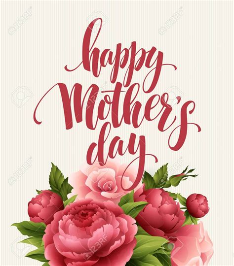 Happy Mothers Day Lettering Card Greetimng Card With Flower Royalty Free Cliparts Vectors