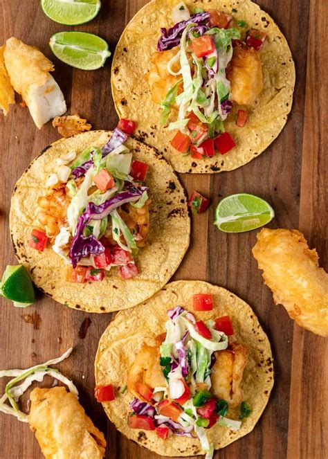 These Battered Fish Tacos Combine Baja Style Fried Fish Crunchy Purple