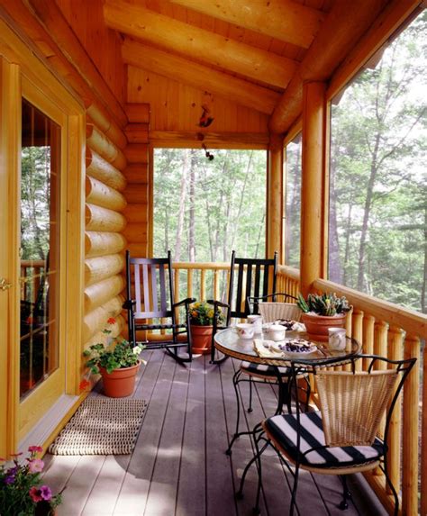 Posts About Log Cabin Screen Porch On Real Log Style Log Home Floor