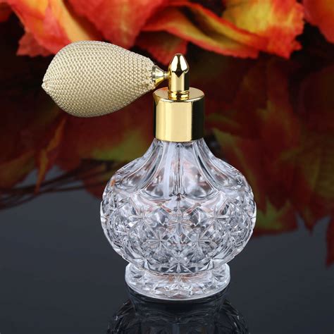 Clear Vintage Crystal Perfume Bottle Short Spray Atomizer