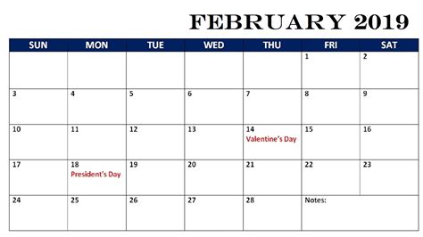 February 2019 Editable Calendar Editable Calendar Calendar