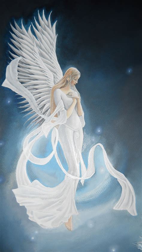 Heaven Sent By Raven Wing Hughes Oil On Paper Angel Artwork Angel Pictures Angel Painting