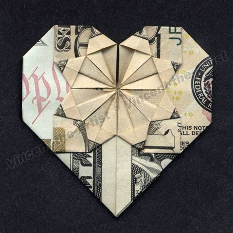 Money Origami Heart Made With 10 Bill Money Origami
