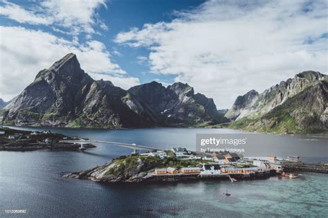 Panoramic Seascape Near Reine Moskenes Lofoten Islands Norway Stock