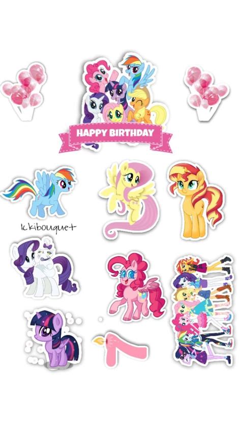 Topper Birthday Little Pony Printable Kuda Poni Kartun Hiasan Kue