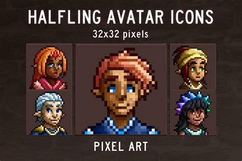 Halfling Avatar Icons Pixel Art Download