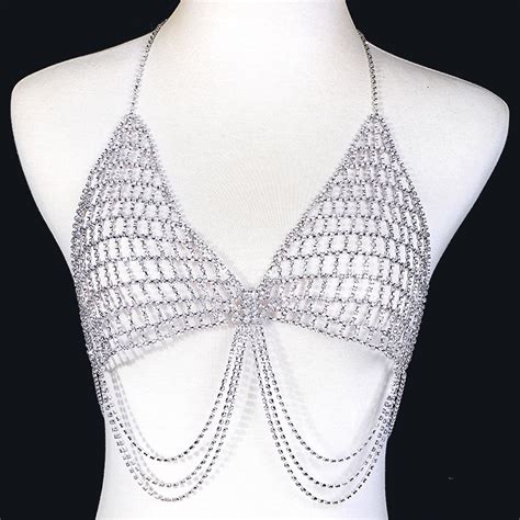 Sexy Jewelry Bohemia Crystal Body Bra Chain Tassel Necklace Body Jewelry Accessories Charm