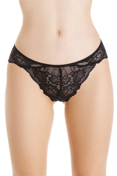 Camille Womens 3 Pack Black Floral Lace Brazilian Briefs Camille From