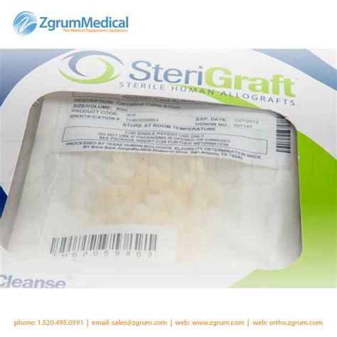 Sterigraft Sterile Human Allografts Cancellous Cubes 30cc Zgrum Medical
