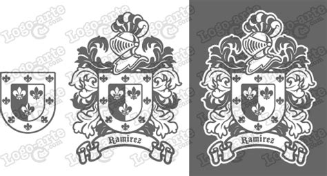 Escudo heráldico del apellido Ramírez vectorizado para corte