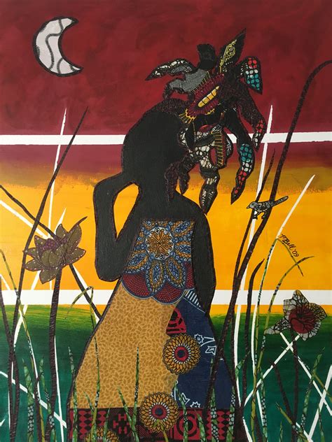 Kitenge Art Fabric Paint Mixed Media Afrocentric Painting Art