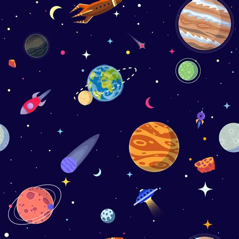 Sin patrón de los planetas en el espacio abierto Estilo de dibujos