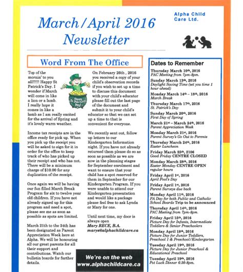 Alpha Child Care News March April Available For Download