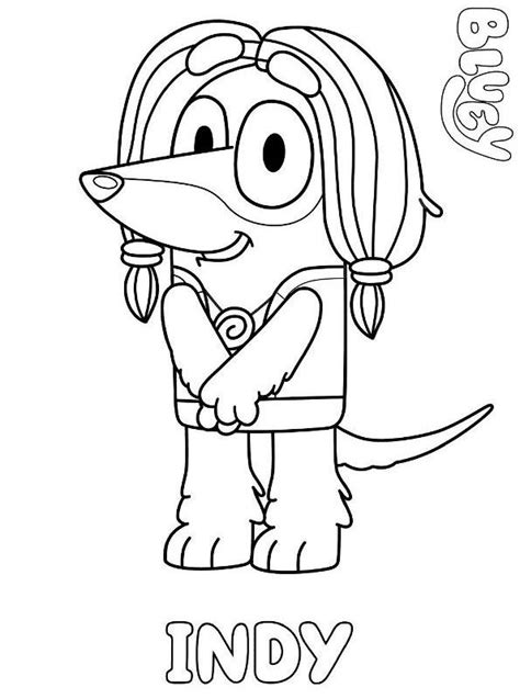 Free printable coloring book pages and tracer pages for the nursery rhyme bingo. Kids-n-fun.com | Coloring page Bluey Indy