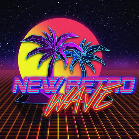 New Retro Wave Vaporwave Neon Typography Digital Art 1980s