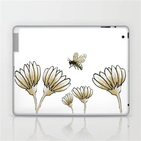 Bee Art With Flowers Laptop And Ipad Skin By Haley Redshaw Bee Art