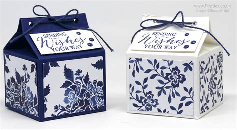 Blue Floral Fat Milk Carton Using Stampin Up Floral Boutique Dsp