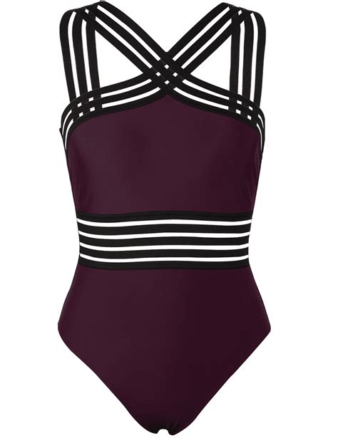 Hilor Hilor Womens One Piece Swimwear Front Crossover Swimsuits