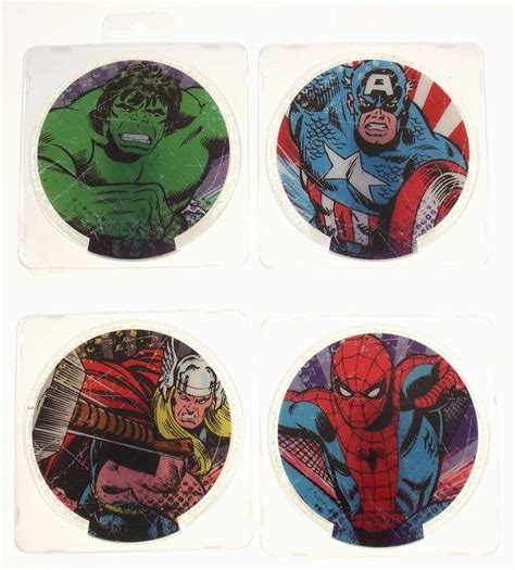 Marvel Comics Acrylic Lighted Coasters Set 4 Captain America Spiderman