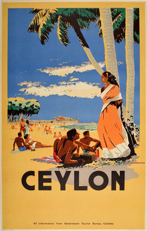 Original Vintage Posters Travel Posters Ceylon Beach Sri Lanka