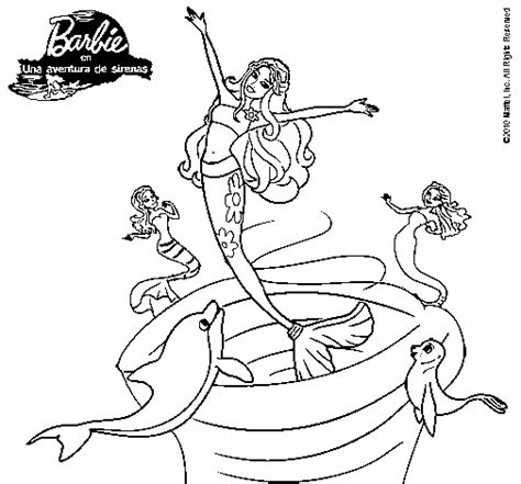 Dibujo de Barbie sirena contenta para Colorear - Dibujos.net