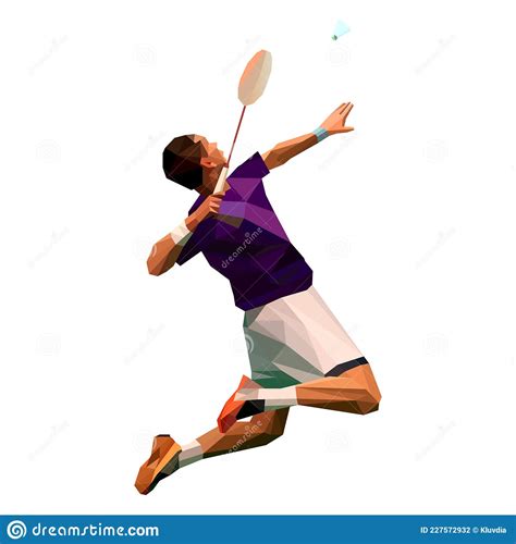Polygonal Professional Badminton Player Doing Smash Shot Stock Vector