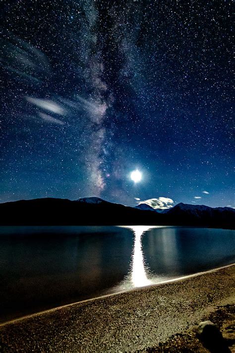 Moon And Milky Way Over Twin Lakes Photograph By Benjamin Downing