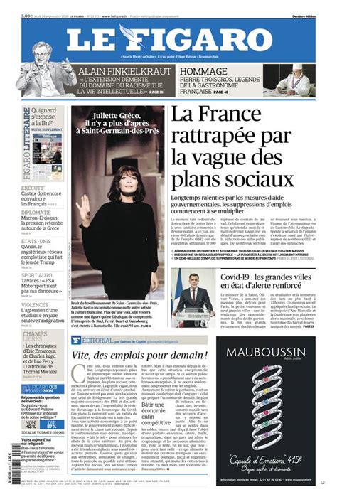 Le Figaro Du 24 Septembre 2020 Le Kiosque Figaro Digital