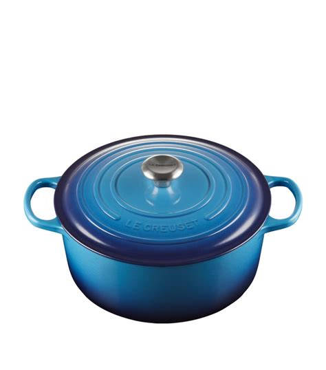 le creuset blue round casserole dish 28cm harrods uk