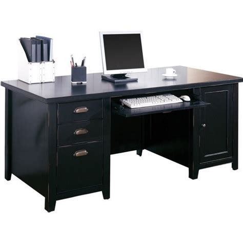 Beaumont Lane Double Pedestal Wood Computer Desk In Black Cymax Business