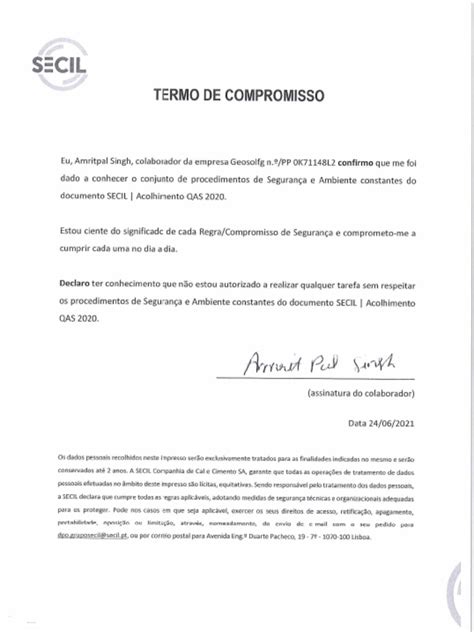 Termo De Compromisso Pdf