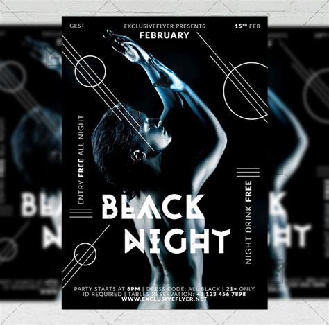 Black Night Club A5 Flyer Template Exclsiveflyer