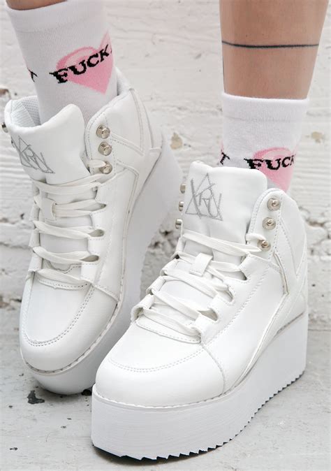 Krazii Platform Sneakers White High Top Sneakers Women Platform