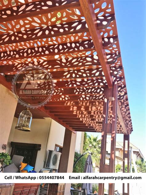 Arabian Style Wooden Mashrabiya Pergola Finish Project At Jumeirah