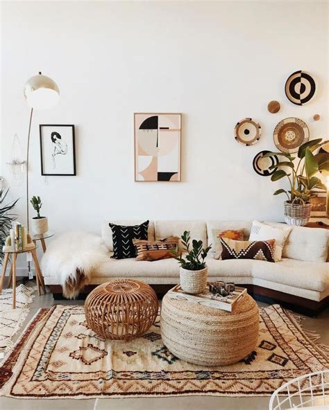 Interior Boho Design Living Room Home Decor A Mix Of Mid Century