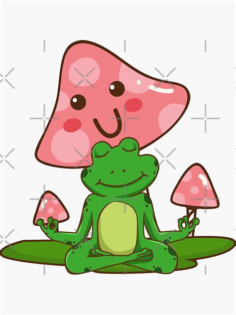 Cottagecore Kawaii Frog With Cute Kawaii Aesthetic Mushroom Blue Sticker For Sale By Cxytees