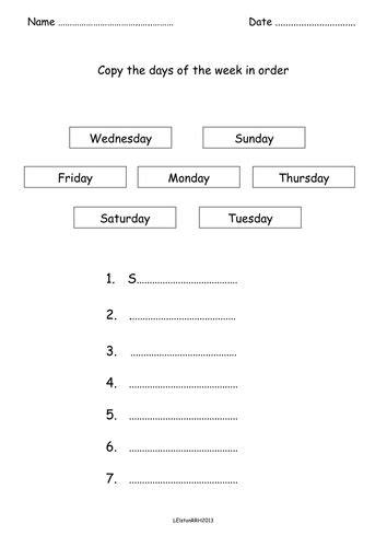 Ordering Days Of The Week And Months Of The Year By Lynellie Teaching