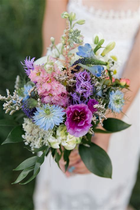 Rustic Blue And Purple Wildflower Bouquet Rustic Wedding Bouquets